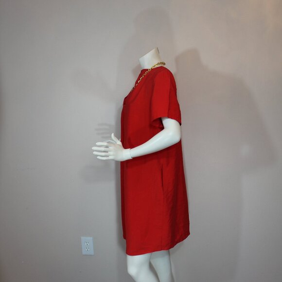 AMS Pure Collection red back zip short sleeve 2 pockets Made in Spain size 12 - Picture 2 of 8